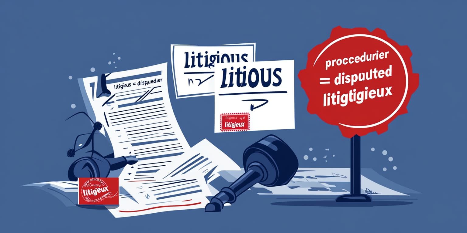 Traduction de "litigious" en français :  litigieux, procédurier, ou...? Un faux ami de plus !